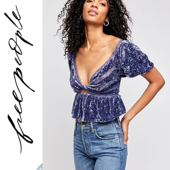 Free People Yours Truly Velvet Womans Top  VARIOUS Sizes XS -MED - XL Wild Moon - Picture 1 of 9